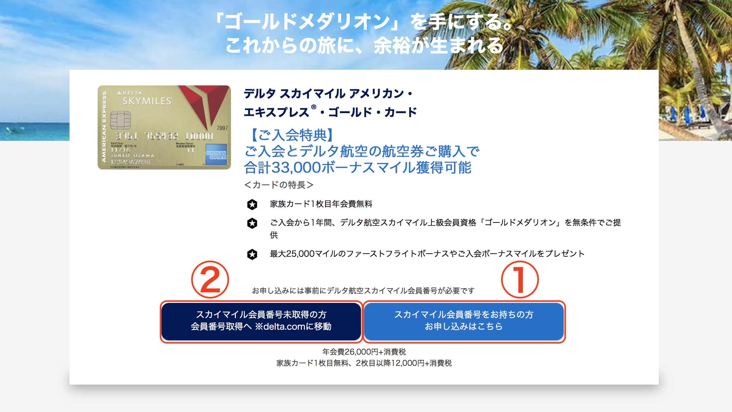 デルタアメックスゴールド 申込